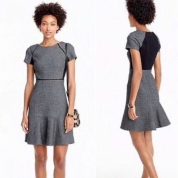 J. CREW | Checkered flutter dress tweed maroon red sz 16 - Picture 3 of 9